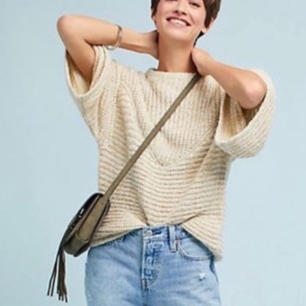 Anthropologie Rue Stiic Knit Pullover Boxy Wool Blend Sweater